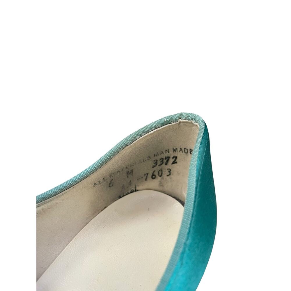 Vintage Coloriffics Emerald Green Satin Pumps Heels Size 6 - Picture 3 of 8